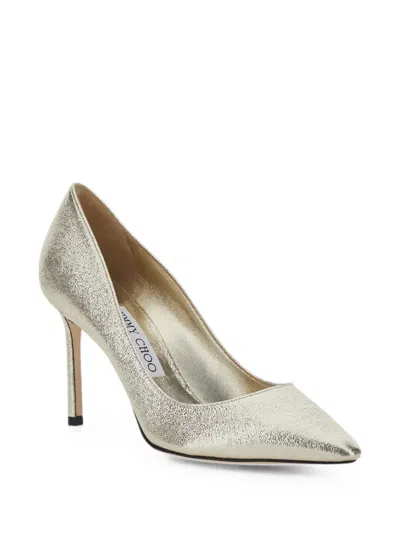 Jimmy Choo Romy 85 Metallic-effect Pumps In Silver