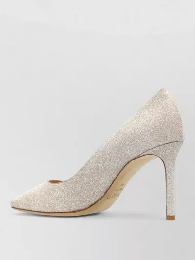 Jimmy Choo Romy 85 Pointed Toe Glitter Pumps In Neutral