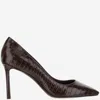 Jimmy Choo Women Romy 85 Leather Pumps With Croco Effect In Brown