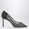 Jimmy Choo Romy 85 Pumps In Lace With Logo In Black