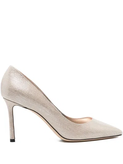 Jimmy Choo Romy 85 Pumps In Lamé Fabric In Silver