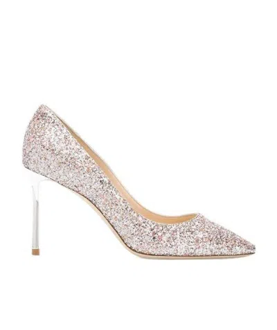 Jimmy Choo Romy 85 Sequined High Heels In Nude