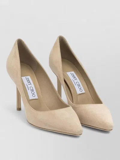 Jimmy Choo Romy 85 Suede Pointed Toe Pumps In Neutral