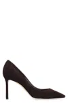 Jimmy Choo Romy 85 Spitze Pumps Aus Schwarzem Leder Mit Eidechsen-print