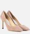Jimmy Choo Romy 85 Suede Pumps In Beige