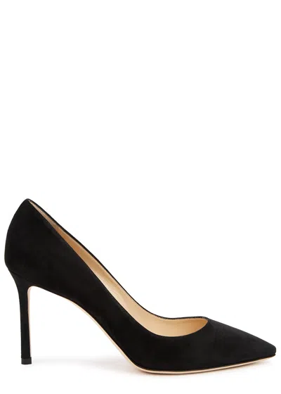 Jimmy Choo Romy 85 Suede Pumps In Black