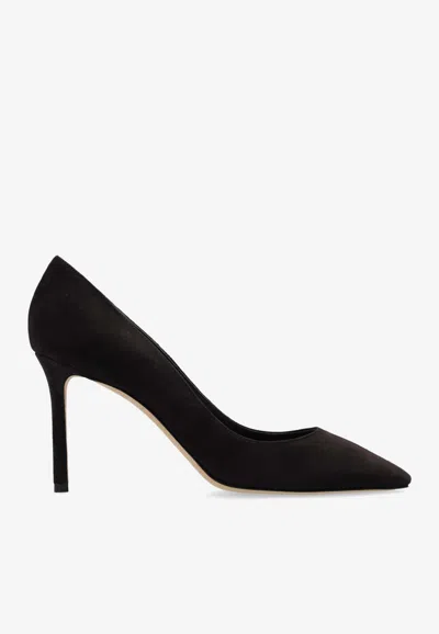 Jimmy Choo Romy 85 Suede Pumps In Dark Brown