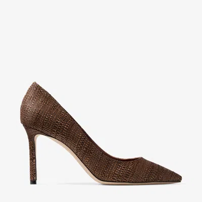 Jimmy Choo Romy 85 Tan Fine Raffia Pumps Tan 39.5 In Brown