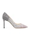 Jimmy Choo Romy 85mm Glitter-embellished Pumps In Gray
