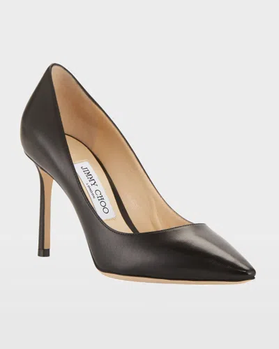 Jimmy Choo Romy 85mm Kid Leather Pump In Brown
