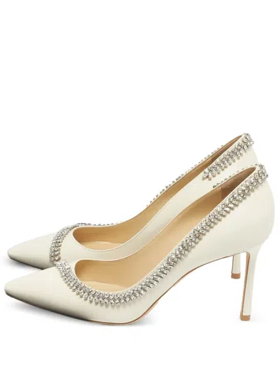 Pre-owned Jimmy Choo Romy Crystal-embellished Pumps In White