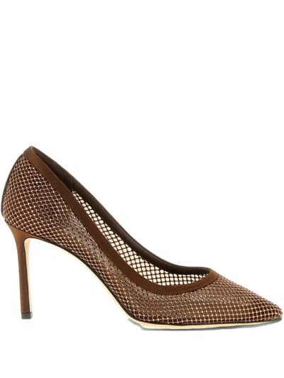 Jimmy Choo Romy Crystal-mesh Pumps In Gold