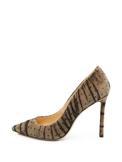 Pre-owned Jimmy Choo Romy Dotted Mesh Pumps In Neutral