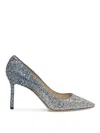 Jimmy Choo Romy Glitter Degrad Pumps 85 In Silver