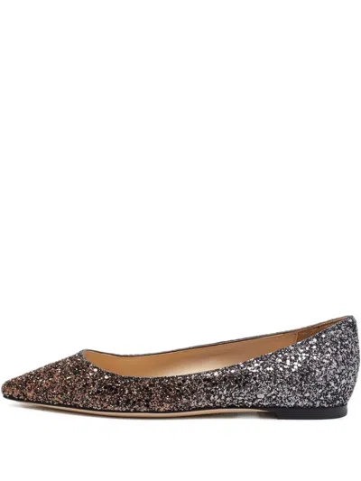 Pre-owned Jimmy Choo Romy Glitter-embellished Pointed Ballet Flats