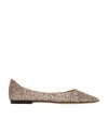 Jimmy Choo Romy Glitter-embellished Pointed-toe Ballet Flats