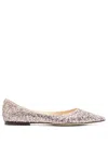 Jimmy Choo Romy Glitter-embellished Pointed-toe Ballet Flats In Pink