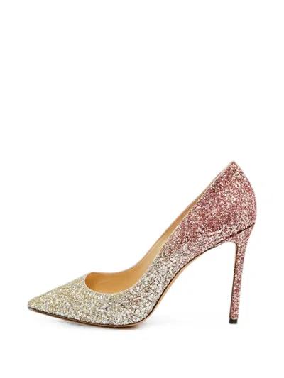 Pre-owned Jimmy Choo Romy Glitter Pumps In Silver
