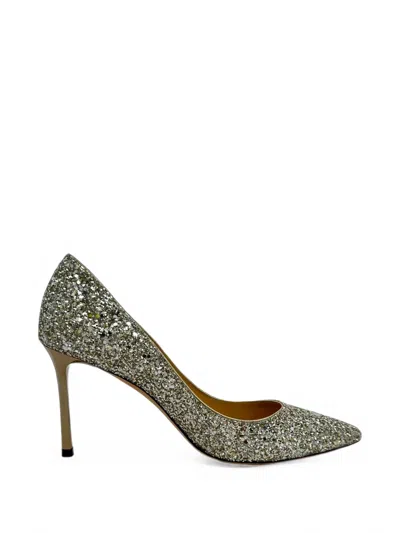 Pre-owned Jimmy Choo Romy Glitter Pumps In Silver