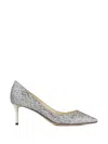Jimmy Choo Romy Glitter-effect Pumps In Silver