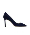 Jimmy Choo Logo Pointed High Heels In Navy Blue