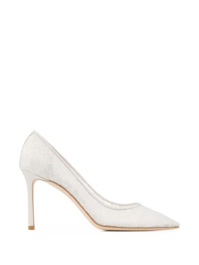 Jimmy Choo Romy Lace Pointed Pumps In White