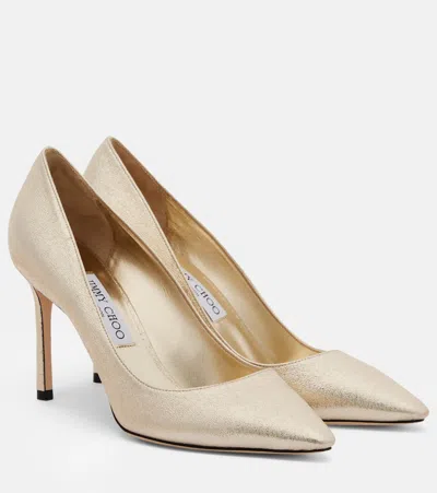 Jimmy Choo Romy Leather Pumps In Gold