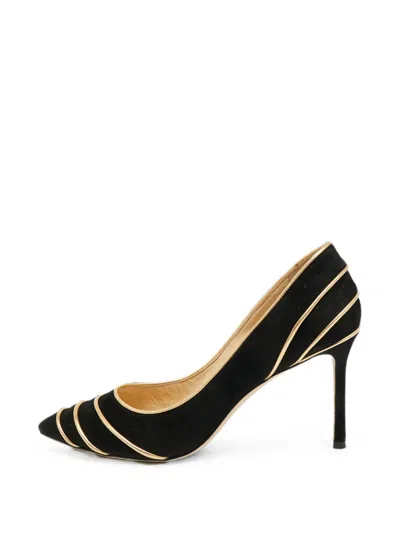 Pre-owned Jimmy Choo Romy Leather-trim Pumps In Black