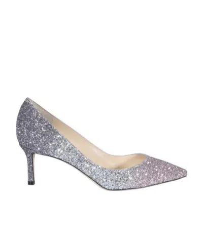 Jimmy Choo Romy Medium High Heels With Spring Onions In Gray