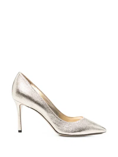 Jimmy Choo Romy Metallic Leather Pumps In Gold