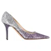 Jimmy Choo Romy Pointed Pumps In Purple Glitter In Purple