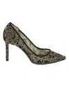 Jimmy Choo Romy Pointed Toe Pumps In Black Floral Corded Lace In Black