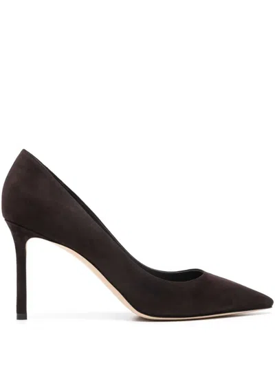 Jimmy Choo Romy 85 Suede Pumps In Brown
