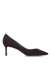 Jimmy Choo Romy 85 Coffee Tonal Suede Pumps In Brown
