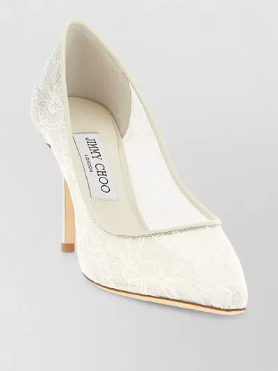 Jimmy Choo Romy Pumps Pointed Toe Lace Overlay In White