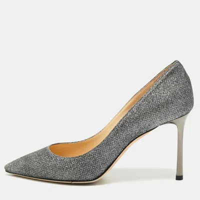 Pre-owned Jimmy Choo Romy Size 37 Silver Glitter Pumps