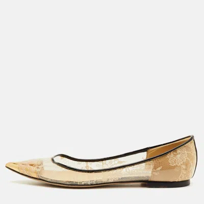 Pre-owned Jimmy Choo Romy Size 37 Transparent Patent Leather And Pvc Ballet Flats