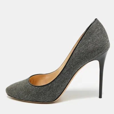 Pre-owned Jimmy Choo Romy Size 38.5 Grey Wool Pumps In Gray