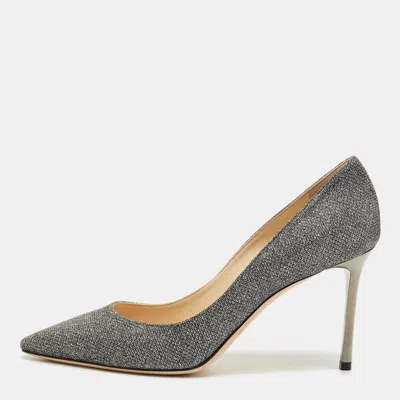 Pre-owned Jimmy Choo Romy Size 39 Metallic Glitter Pumps In Silver