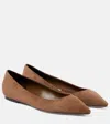 Jimmy Choo Romy Suede Point-toe Flats In Brown