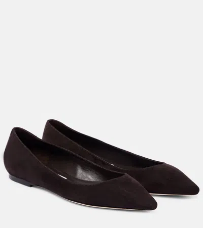 Jimmy Choo Romy Suede Ballet Flats In Brown