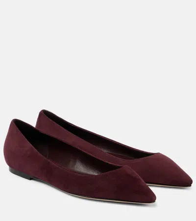 Jimmy Choo Romy Suede Ballet Flats In Red