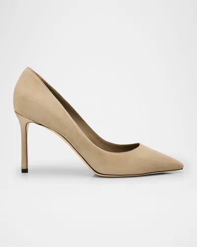 Jimmy Choo Romy Suede Stiletto Pumps In Taupe