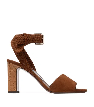 Jimmy Choo Rori Braided Buckle Suede Sandals In Brown