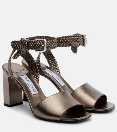 Jimmy Choo Rori Metallic Leather Sandals In Brown