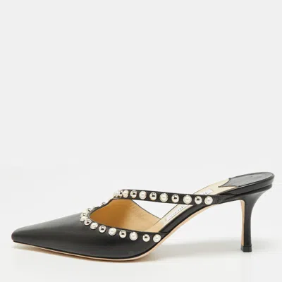 Pre-owned Jimmy Choo Ros Size 42 Black Leather Mules