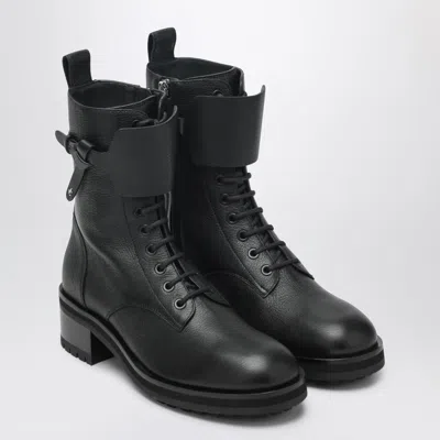 JIMMY CHOO ROSABEL FLAT BLACK LEATHER ANKLE BOOTS