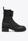 Jimmy Choo Rosabel Leather Lace-up Combat Boots Shoes In Black