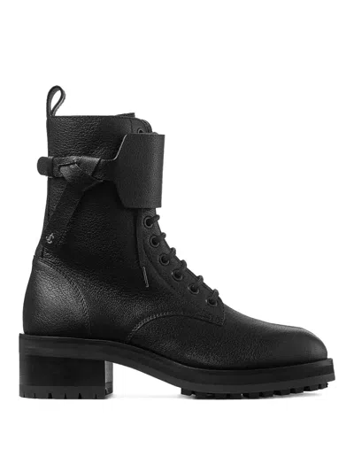 JIMMY CHOO ROSABEL LEATHER LACE-UP COMBAT BOOTS