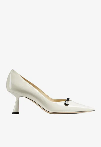 JIMMY CHOO ROSALIA 65 PATENT LEATHER PUMPS,ROSALIA 65 PTZ LATTE/BLACK